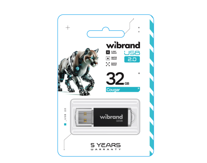 Флешка USB 2.0 Wibrand 32Gb Cougar Black