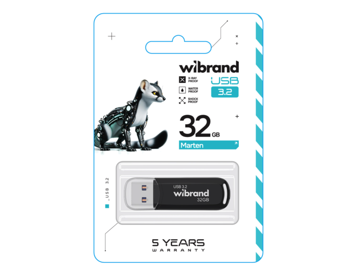 Флешка USB 3.2 Wibrand 32Gb Gen1 Marten Black
