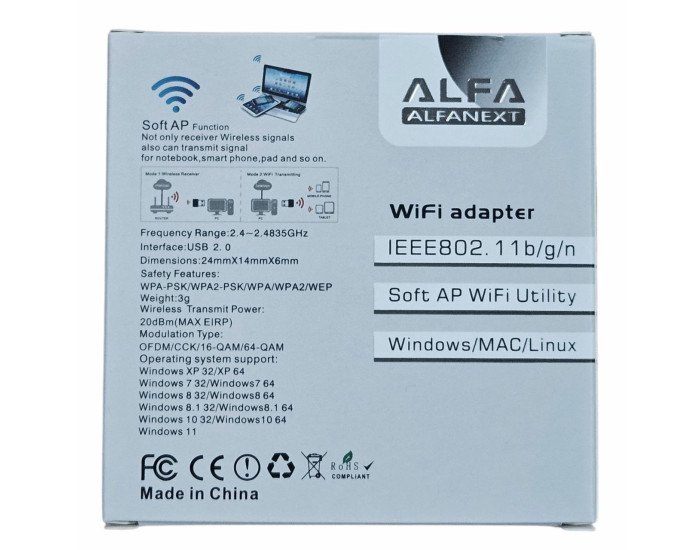 WiFi адаптер USB ALFA UW06 (300Mb)