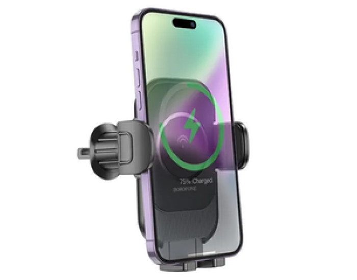 Автотримач з безпровідний зарядкою Borofone BH204 Blue Charm (5W/7.5W/10W/15W) (Чорний / Black)