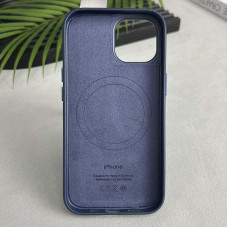 Чехол кожаный Leather Case MagSafe and Animation iPhone 15 Pro, Blue

