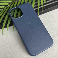 Чехол кожаный Leather Case MagSafe and Animation iPhone 15 Pro, Blue
