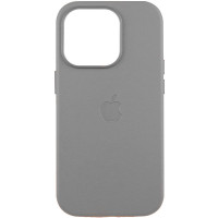 Кожаный чехол Leather Case MagSafe and Animation для Apple iPhone 16 Pro Max. Light Gray