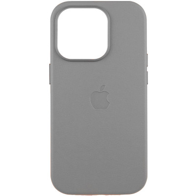 Кожаный чехол Leather Case MagSafe and Animation для Apple iPhone 16 Pro Max. Light Gray
