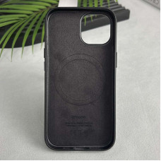 Кожаный чехол Leather Case MagSafe and Animation для Apple iPhone 16 Pro Max, Black
