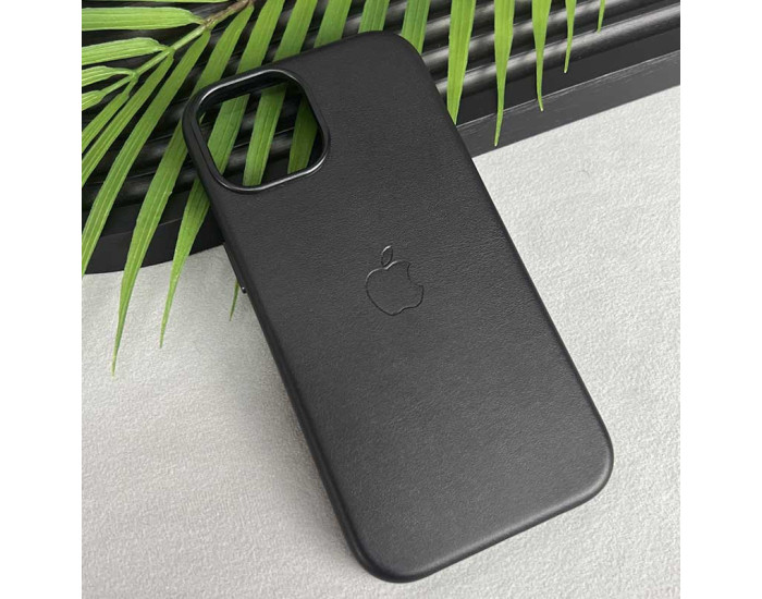 Кожаный чехол Leather Case MagSafe and Animation для Apple iPhone 16 Pro Max, Black
