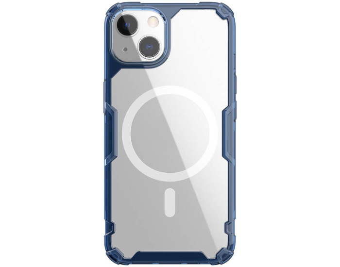 Чехол-силикон Nilkin Nature Pro Magnetic  iPhone 15 Синий прозрачный