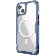 Чехол-силикон Nilkin Nature Pro Magnetic  iPhone 15 Синий прозрачный