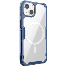 Чехол-силикон Nilkin Nature Pro Magnetic  iPhone 15 Синий прозрачный