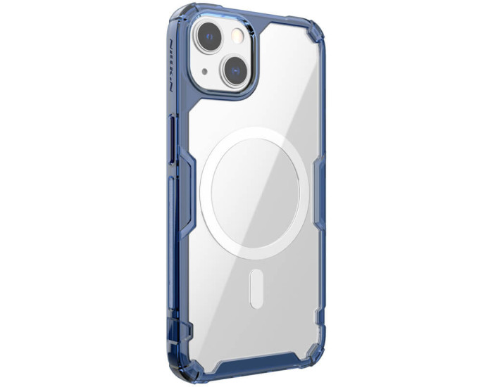 Чехол-силикон Nilkin Nature Pro Magnetic  iPhone 15 Синий прозрачный