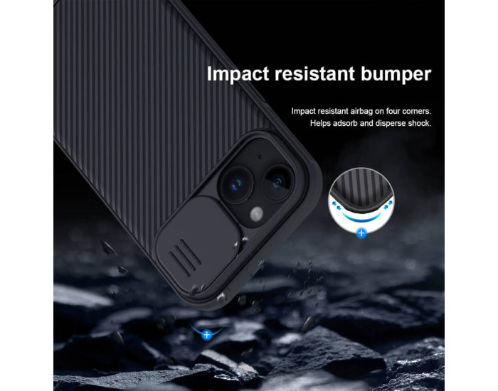 Карбоновая-накладка Nillkin Camshield Pro iPhone 15 Black