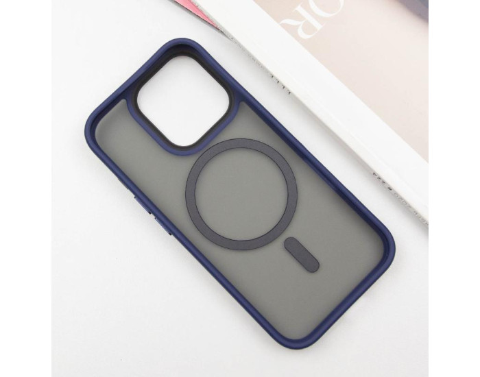 Чехол-силикон Metal Buttons with MagSafe Apple iPhone 16 Pro Max, Синий