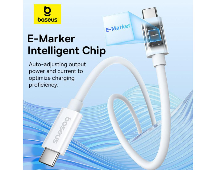 Кабель Baseus Superior Series 2 USB4 Full-Function Type-C to Type-C (240W/ 1m) (P10365200211), Moon White
