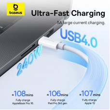 Кабель Baseus Superior Series 2 USB4 Full-Function Type-C to Type-C (240W/ 1m) (P10365200211), Moon White