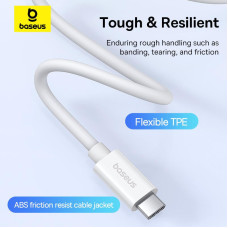 Кабель Baseus Superior Series 2 USB4 Full-Function Type-C to Type-C (240W/ 1m) (P10365200211), Moon White