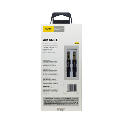Кабель AUX 3.5 Aspor A230 (3.5мм/1м) черный