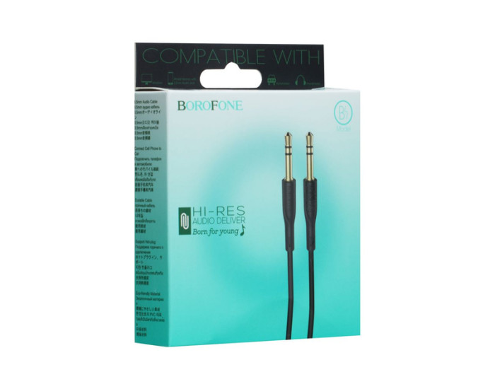 Кабель AUX 3,5"-3.5" Borofone BL1 1m, чорний