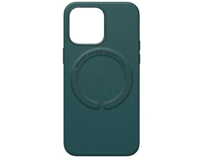 Чохол Leather Case with MagSafe iPhone 14 Pro Max сосново-зелений