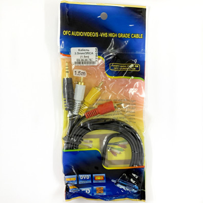 Кабель AUX 3.5mm/3RCA (1.5m) good