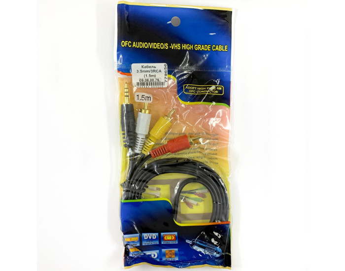 Кабель AUX 3.5mm/3RCA (1.5m) good