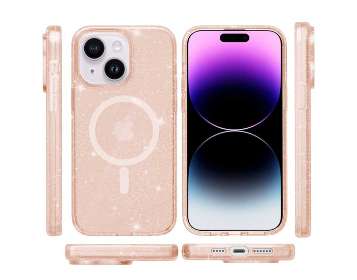 Чехол Galaxy Sparkle (MagFit) Apple iPhone 15 Plus (Gold+Glitter)