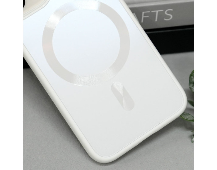  Чехол-силикон TPU+Glass Sappphire Midnight with MagSafe iPhone 15 Plus (Белый / White)