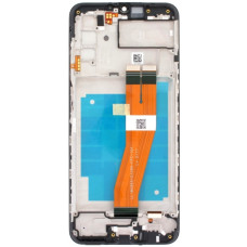 Дисплей с сенсорным экраном (модуль) Samsung A037 A03s, черный, желтый шлейф, с рамкой, сервисная упаковка, 160.5мм x 72mm