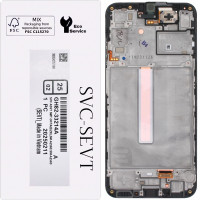 Дисплей с сенсорным экраном (модуль) Samsung A256 A25, черный с рамкой, сервисная упаковка, оригинал. (GH82-33215A)