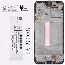 Дисплей с сенсорным экраном (модуль) Samsung A256 A25, черный с рамкой, сервисная упаковка, оригинал. (GH82-33215A)