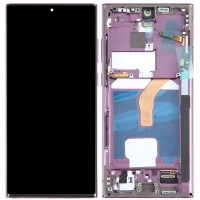 Дисплей с сенсорным экраном (модуль) Samsung S908 S22 Ultra 5G, бордовый, с рамкой OLED