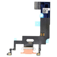 Шлейф для iPhone XR,  коннектора зарядки, с микрофоном, кораловый, оригинал