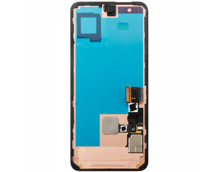 Дисплей с сенсорным экраном (модуль) Google Pixel 8 со шлейфом скарена отпечатка, черный, OLED, оригинал снятый с рамкой