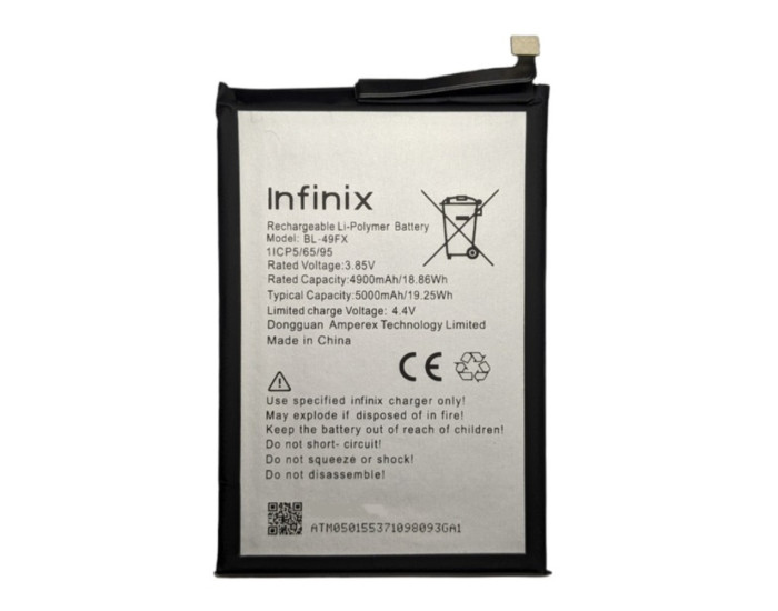 Аккумулятор Infinix Hot 8 /Hot 8 Lite /Hot 9 /Hot 10s /Hot 10 Lite /Hot 12i /Hot 20i /Smart 5 /Smart 6 /Note 7 Lite (BL-49FX) 5000 mAh, оригинал