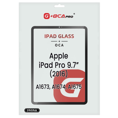 Стекло фронтальное с OCA-пленкой iPad Pro 9.7 2016 черное, оригинал G+OCA PRo