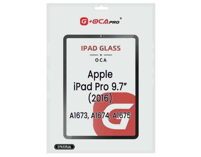 Стекло фронтальное с OCA-пленкой iPad Pro 9.7 2016 черное, оригинал G+OCA PRo
