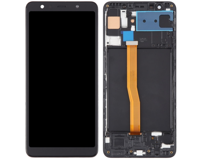 Дисплей з сенсорним екраном (модуль) Samsung A750 Galaxy A7 (2018) чорний з рамкою, OLED