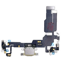 Шлейф для iPhone 15 коннектора зарядки, с микрофонами, желтый, оригинал снятый