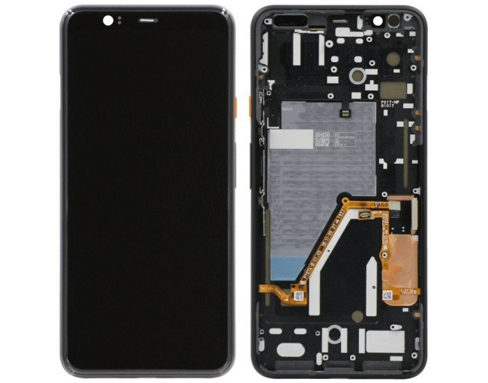 Дисплей с сенсорным экраном (модуль) Google Pixel 4 XL, P-OLED, с рамкой, Clearly White, оригинал, (оранжевая кнопка)