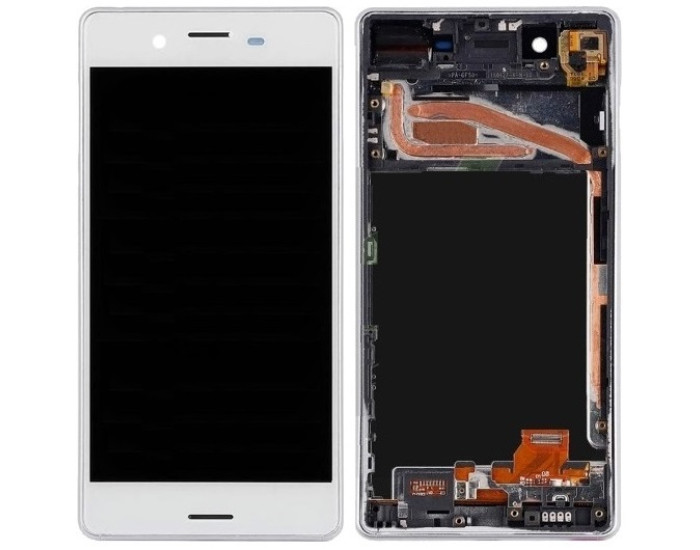 Дисплей с сенсорным экраном (модуль) Sony Xperia X Dual F5121, F5122, F8131, F8132, белый, с рамкой, оригинал