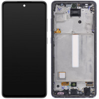 Дисплей з сенсорним екраном (модуль) Samsung A526 A52 5G, A525, чорний з вузьким обідком, OLED