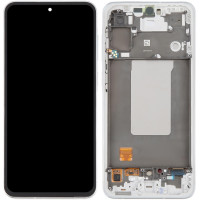 Дисплей с сенсорным экраном (модуль) Samsung A566 Galaxy A56, черный, Amoled, с рамкой серого цвета Light Gray, оригинал