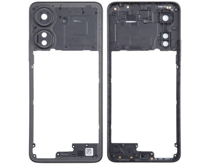 Середня частина корпуси для Xiaomi Redmi 13C / Poco C65, чорна, з склом камери, Midnight Black