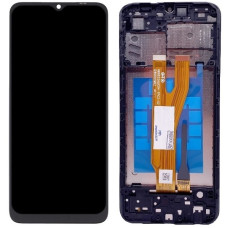 Дисплей с сенсорным экраном (модуль) Samsung A032 A03 Core, черный, с рамкой, оригинал