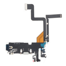 Шлейф для iPhone 14 Pro, коннектора наушников, коннектора зарядки, Silver, оригинал, снятый