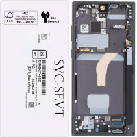Дисплей з сенсорним екраном (модуль) Samsung S908 S22 Ultra 5G, Graphite з рамкою, сервісна упаковка, оригінал