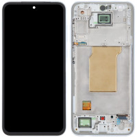 Дисплей с сенсорным экраном (модуль) Samsung A356 Galaxy A35, черный, с рамкой голубого цвета IceBlue, оригинал