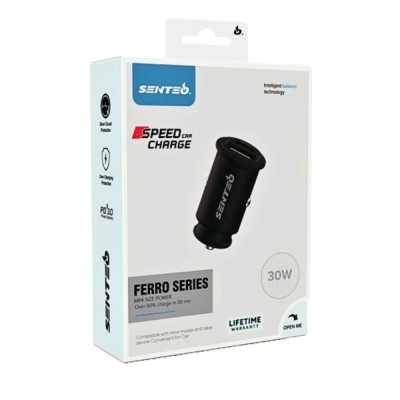Автомобильное зарядное устройство SENTEO Q-02 USB + USB-C 30w 3a, Black