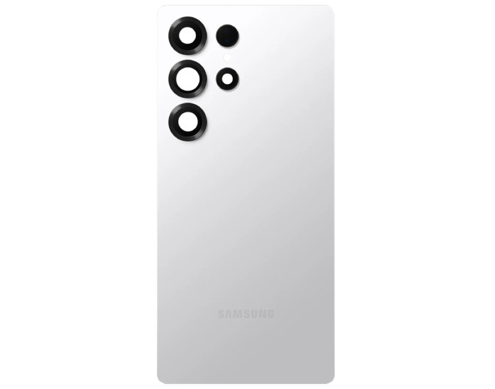 Задняя панель корпуса для Samsung S938 Galaxy S25 Ultra, Titanium White Silver со стеклом камеры, оригинал