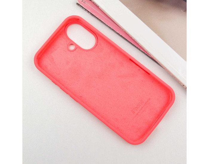 Чехол-силикон оригинал Full Soft Matte iPhone 16 (Арбузный / Watermelon Red)