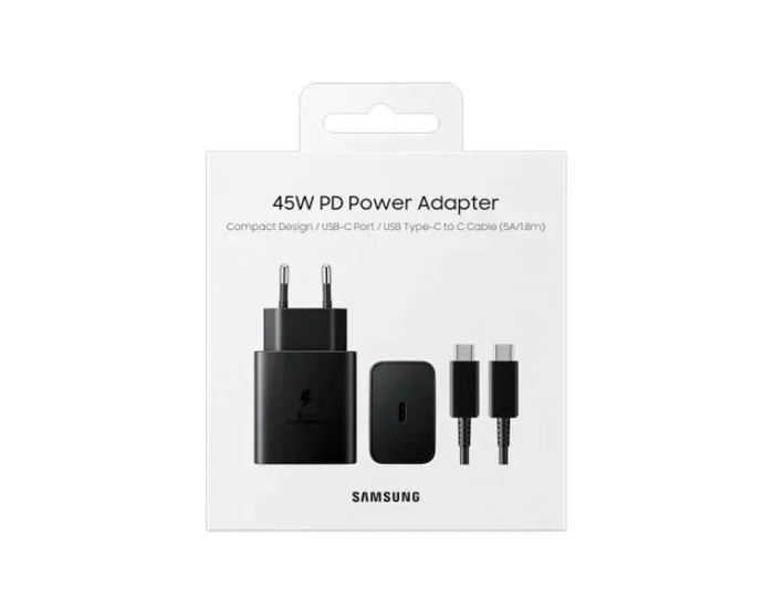 Мережеве зарядний пристрій Samsung 45W Travel Adapter (with Type-C cable) (EP-TA845XBE) Білий (100% оригінал)